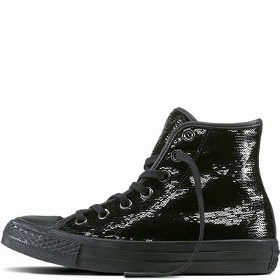 Converse Chuck Taylor All Star Sequins High Tops Womens - Black/Black/Black Shoes (812WJLQG)